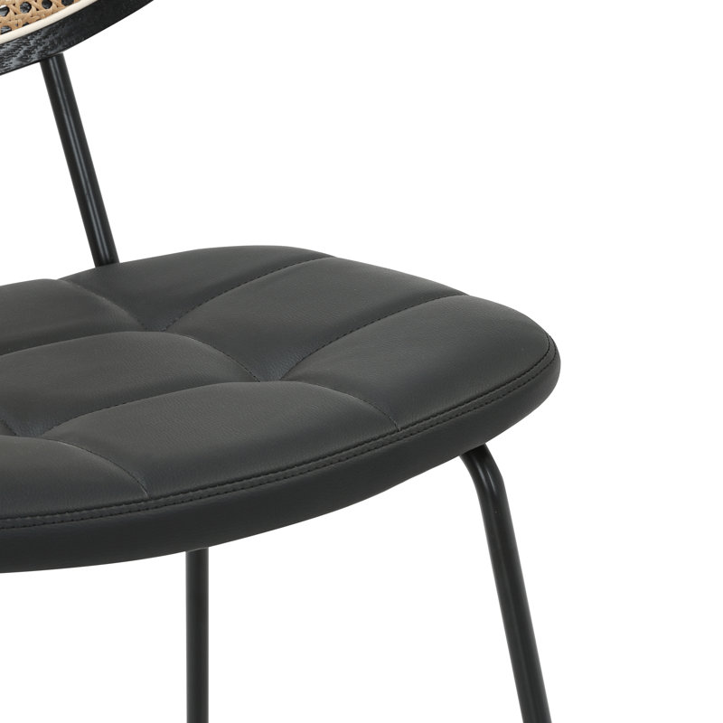 44.6cm H Polyurethane Upholstered Metal Square Back Parsons Chair in BLACK PU