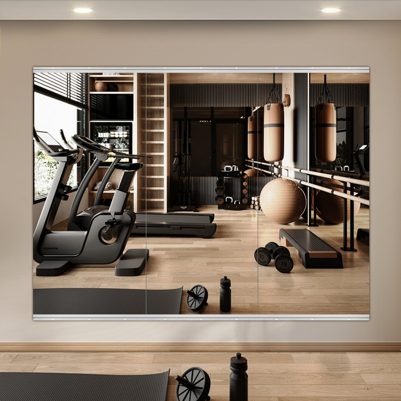 Miroir Home Gym, 55 po x 27 po - 3 pièces, miroir de studio de danse, miroir pleine grandeur en verre trempé (ensemble de 3)
