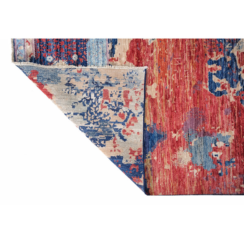 Hand Knotted Wool Area Rug in Multi
