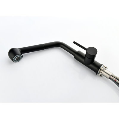Single Handle Kitchen Sink Faucet With Pull Out In Matte Black, Made Of Stainless Steel, 360 Rotatable For Thorough Water Purification, Two Output Options - Stream And Spray All Occasions Steel Made,