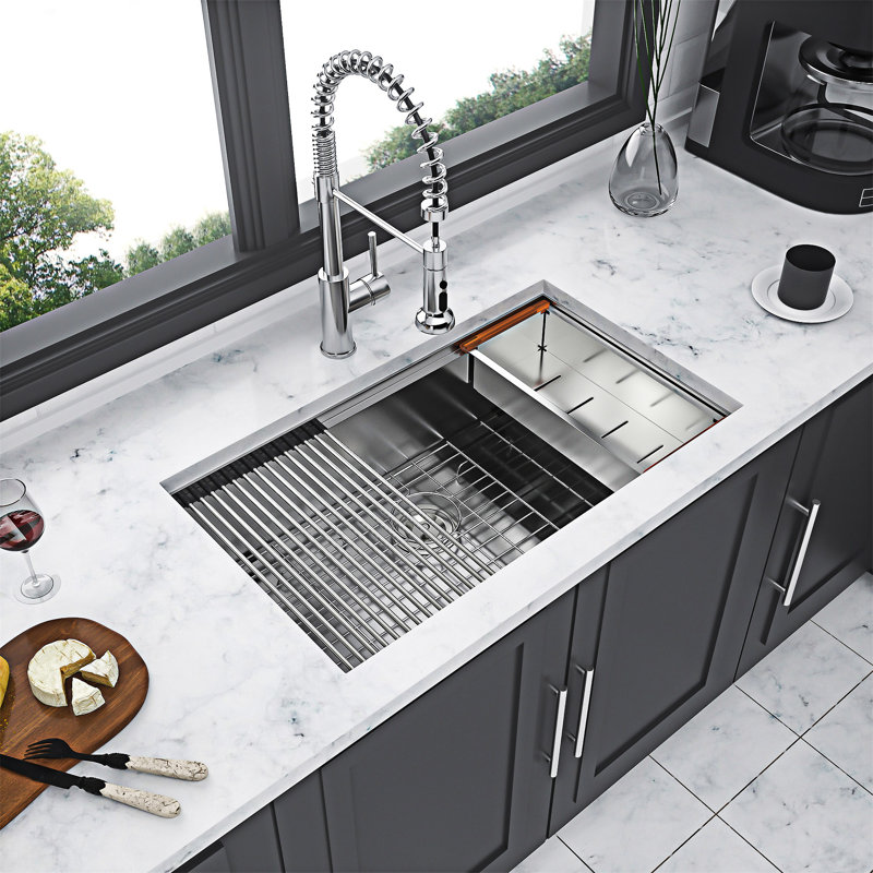 Undermount Workstation Kitchen Sink Single Bowl