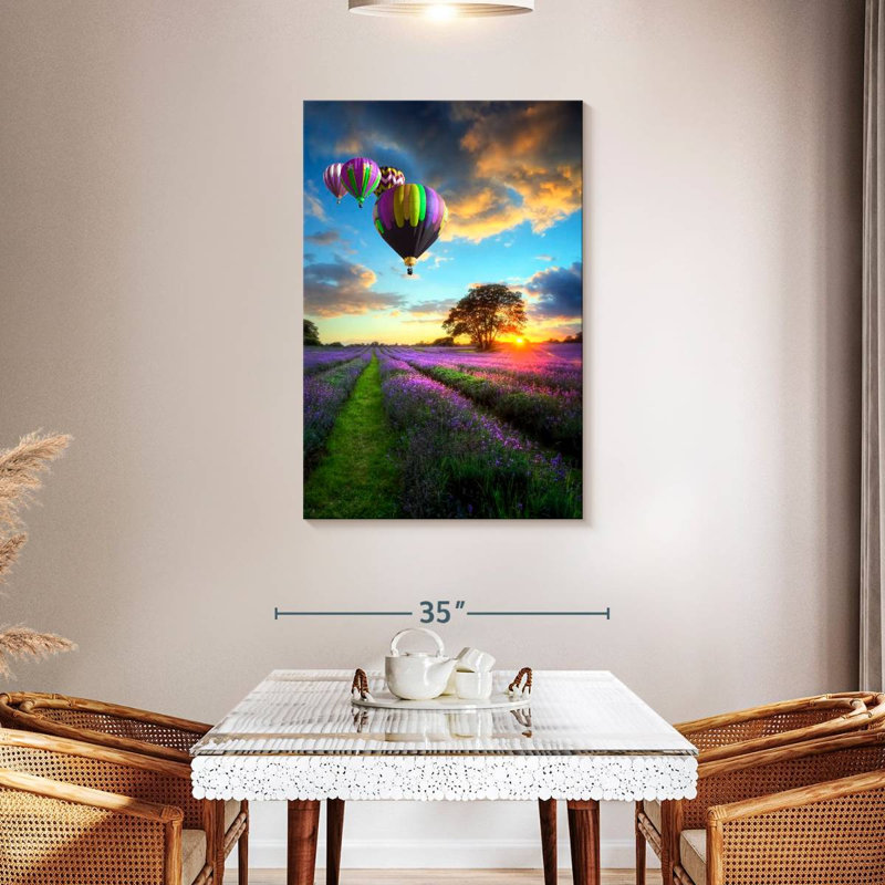 Mehar Balloons Over Lavender Field, 45" H x 30" W