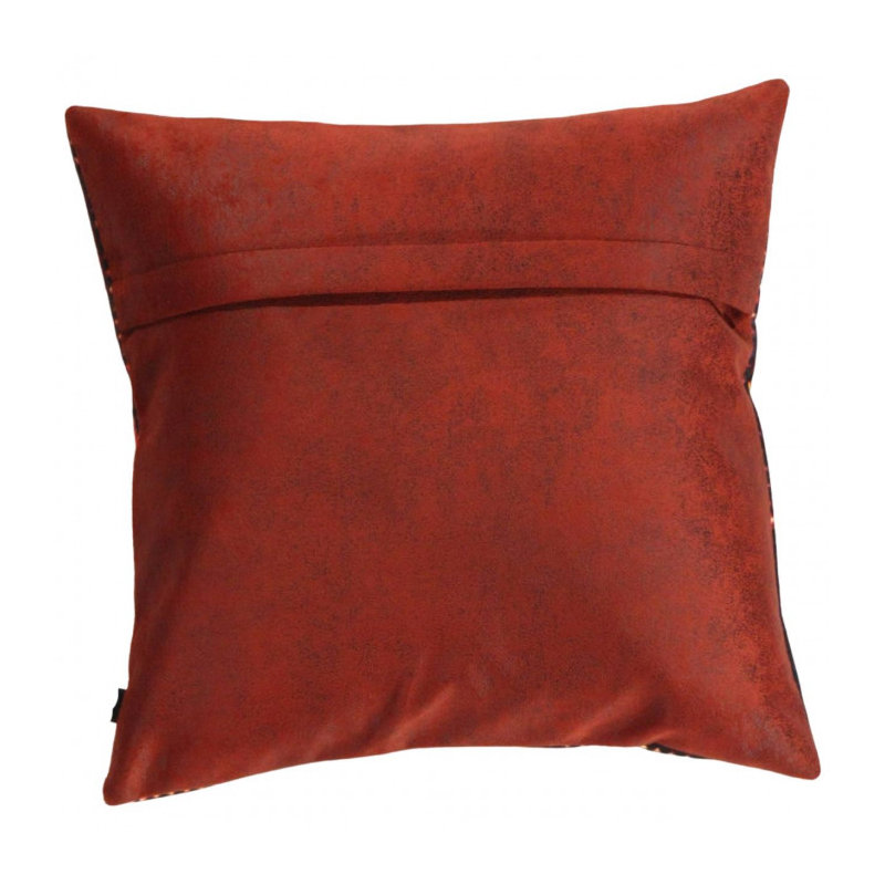 Square Throw Pillow, Rust/Gold/Black/Blue