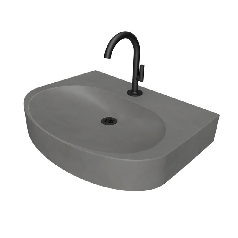 Lavabo moderne Ellipsa, Tempête, Nickel brossé, Robinets monotrou