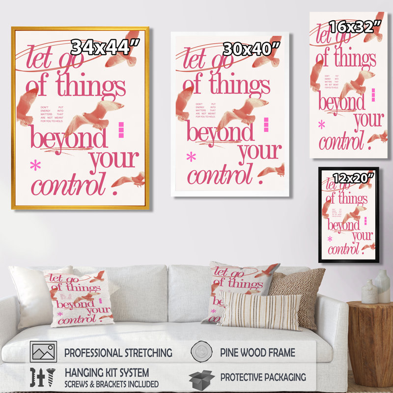 Let Go Of Things Play Card - Fashion Quotes Wall Decor, Black Single Picture Framed, 20" H x 12" W