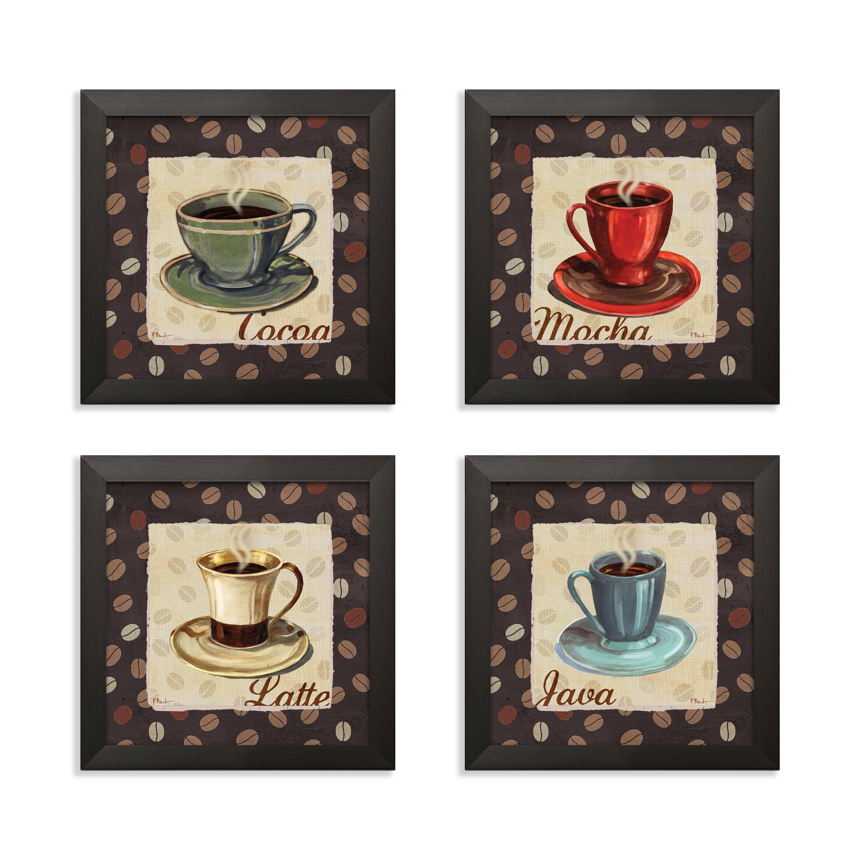 Gango Home Decor Cup Of Joe Vintage Coffee I-IV Framed On Paper 4 Pieces by Paul  Brent Painting