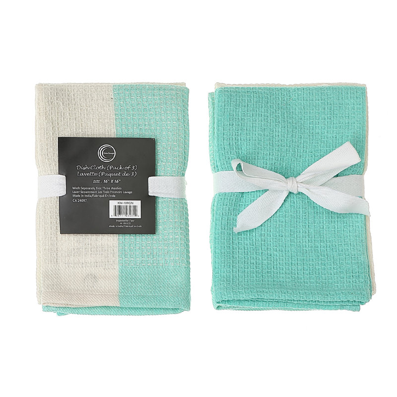 Cotton Waffle Kitchen Towel Linen Set, Green