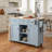 kitchen Cart with Rubber wood Drop-Leaf Countertop in Blue｜Cabinet door internal storage racks｜Smooth Rolling & Lockable Wheels ｜ Storage Cabinet and 3 Drawers for Dinning Room-2123594839