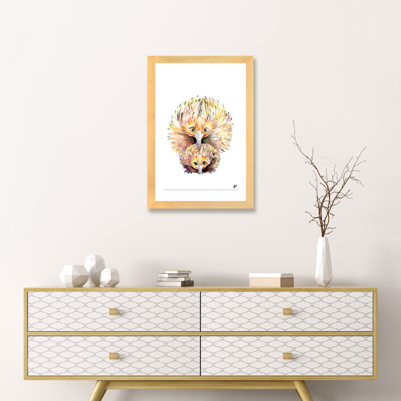Décoration murale énigmatique Echidnas pour enfants, H 32 po x l 24 po x P 1 po, Papier encadré naturel