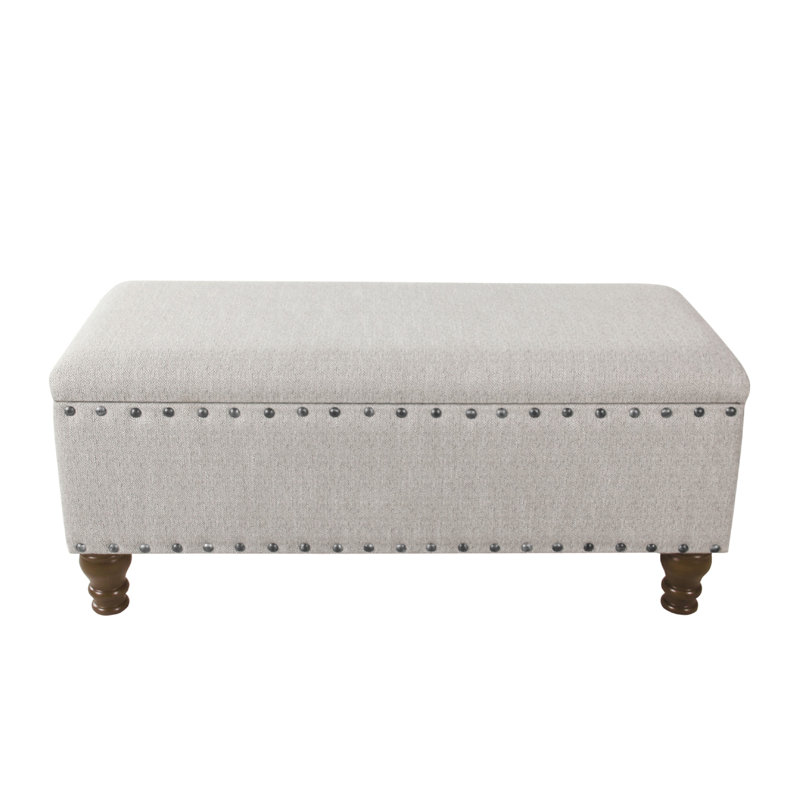 Banc d'appoint avec compartiment de rangement, garniture cloutée 42 po Ava
