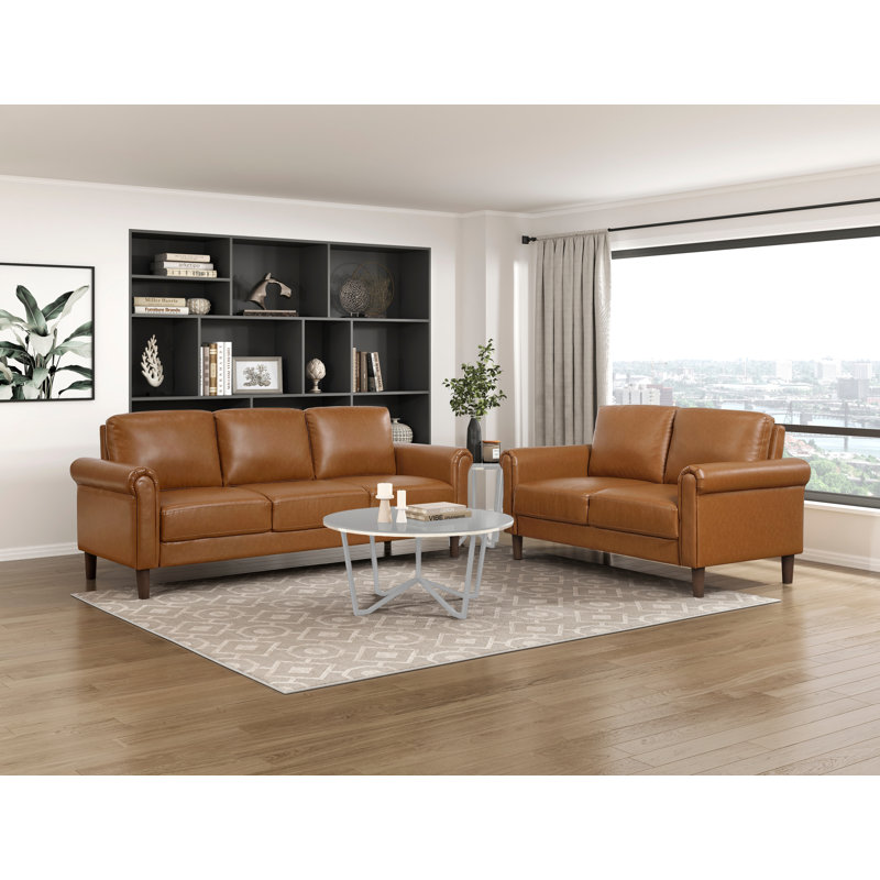 Ensemble de salon 2 pièces Krueger, 2 Pcs: Loveseat, Sofa, Brown