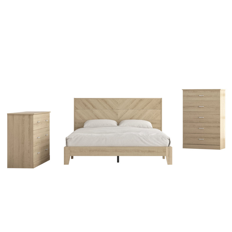 Curtis 3 Piece Bedroom Set, Queen, Oslo Oak
