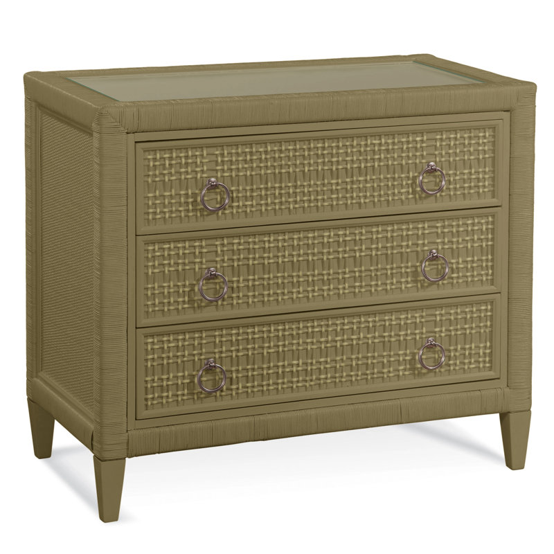 Monterey 3 Drawer Wicker Chest, Brass, Yes, Satin Nickel