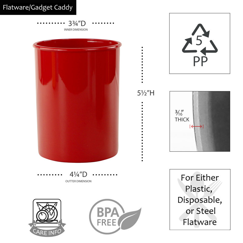 Ensemble de rangement pour ustensiles en plastique, Rouge