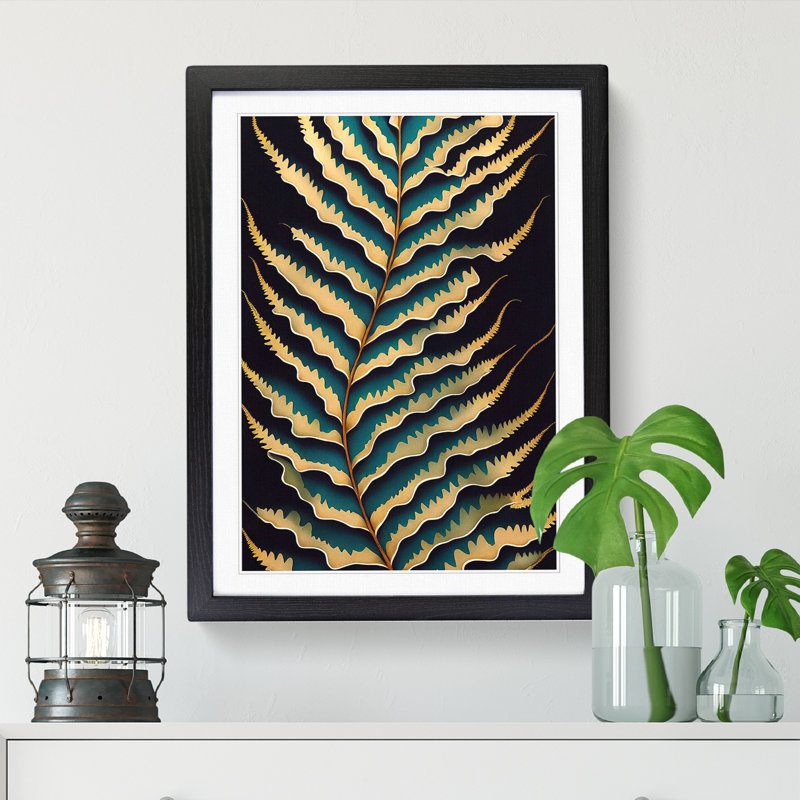 Adaleena Fern Leaf Digital Art - Picture Frame Print, 64cm H x 46cm W, Black