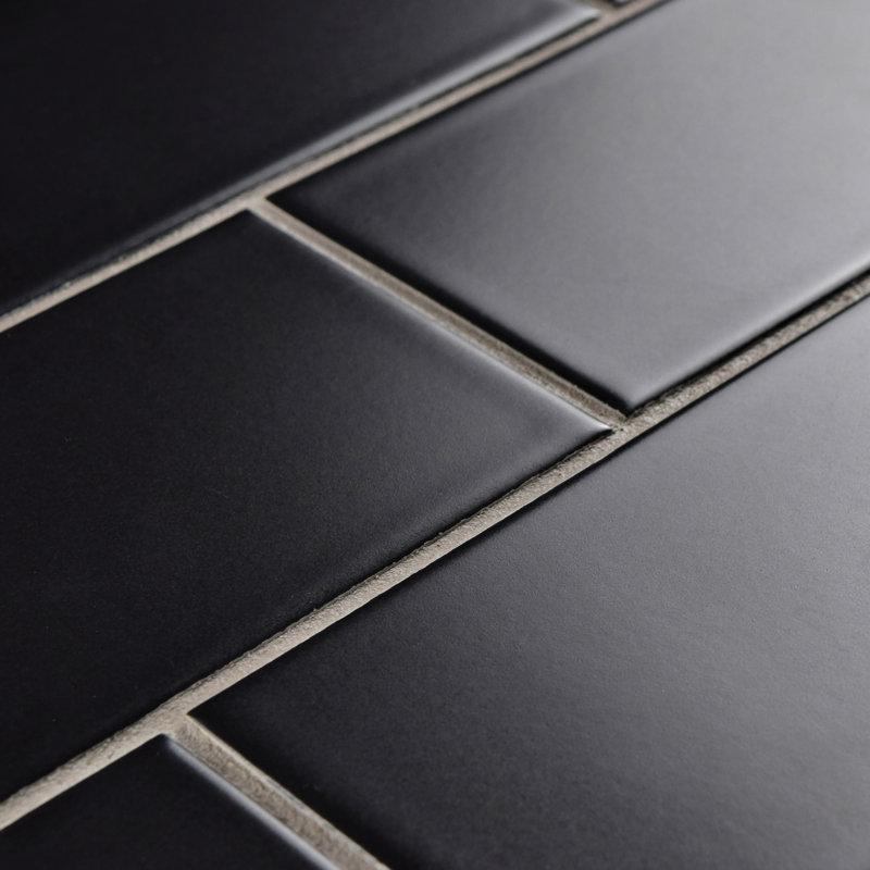 Projectos 4" x 8" Ceramic Subway Wall & Floor Tile, Black