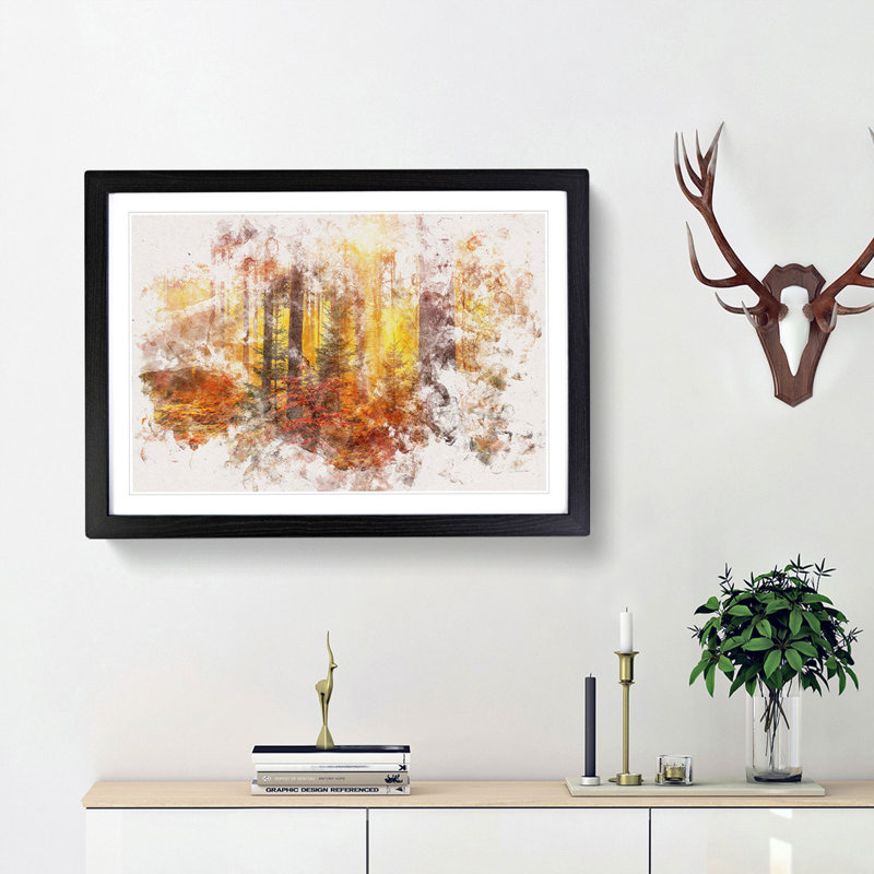 Mystery Forest - Framed Print, 62cm H x 87cm W x 2cm D, Black Framed