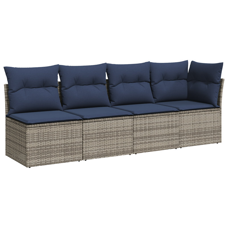 Canapé de jardin avec coussin vidaXL 227 x 62 x 69 cm, Navy Blue Cushion/ Gray Frame, 4