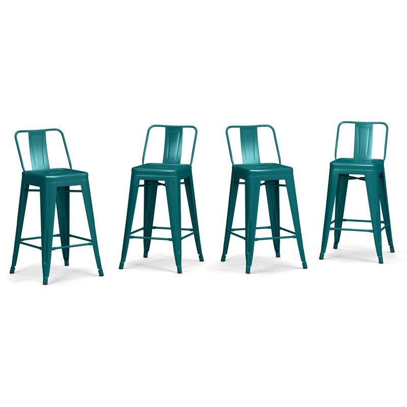 Rayne - Tabouret de comptoir en métal 24 po - Blanc vieilli, Blanc