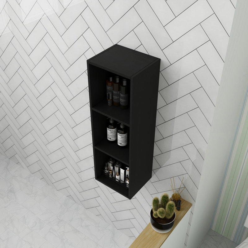 Armoire latérale de rangement flottante de 12 pouces avec 2 tablettes, Black