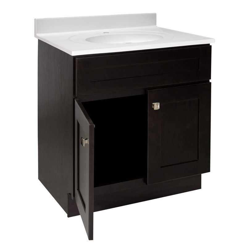 Brookings 31 Inch Bathroom Vanity with Top, Ready to Assemble, Solid White, Single, Espresso
