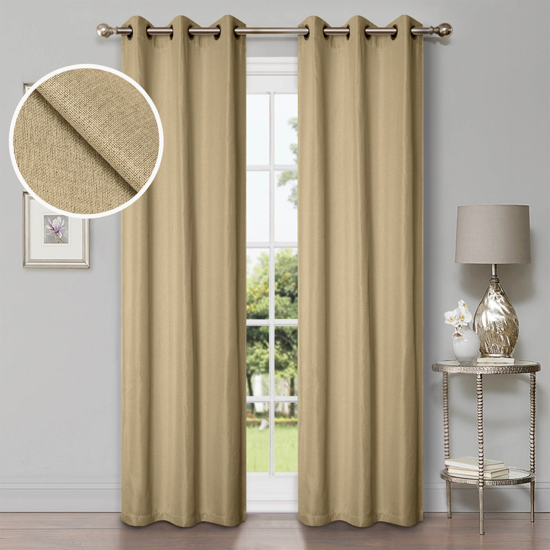 Modern Linen Inspired Classic Solid 100% Polyester Room Darkening Curtain Panel, Grommet 42" W x 84" L, Ivory