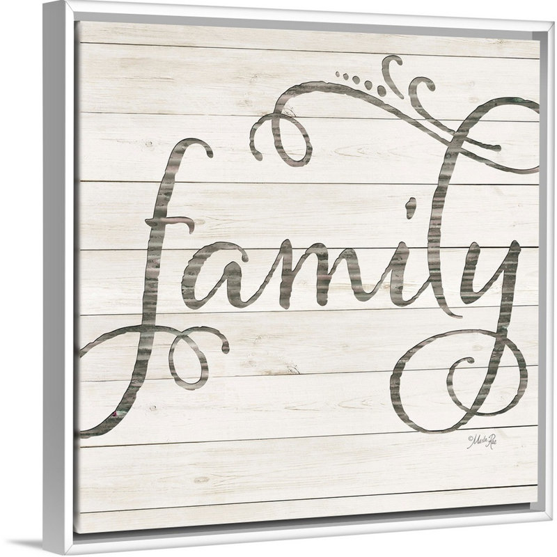 «Simple Words Family» par Marla Rae - reproduction d'art textuel sur toile, H 14 po x l 14 po x P 1,75 po