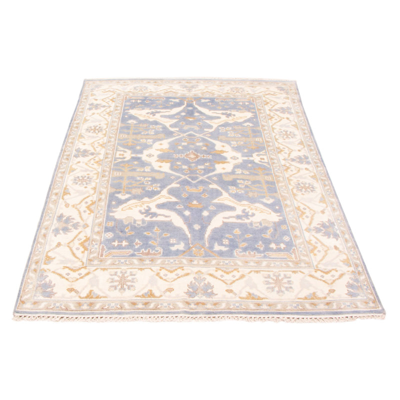 Tapis unique en laine noué à la main nouvel âge de 6 pi x 8 pi 7 po en denim clair / ivoire Terrilynne