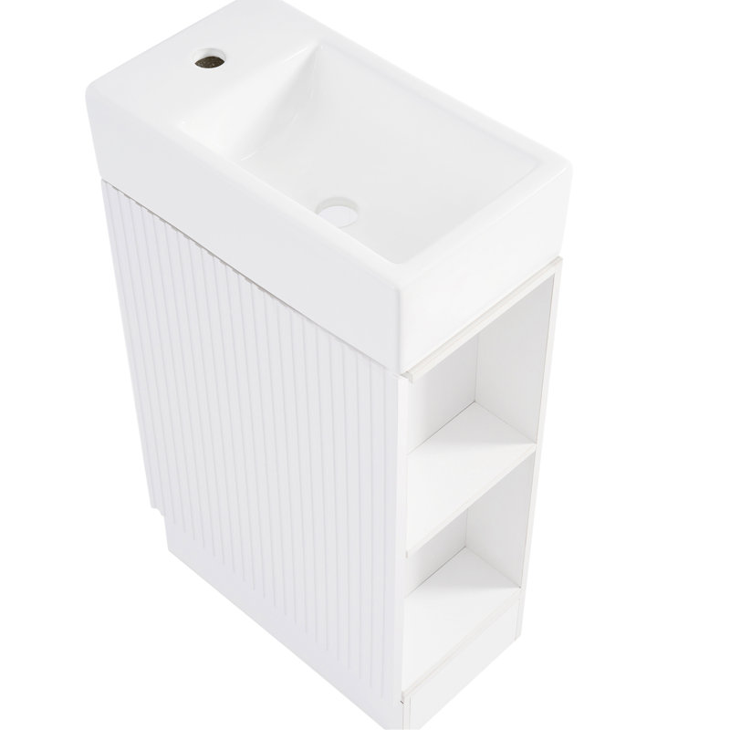Ensemble de meuble-lavabo 18,6 po avec lavabo, armoire, tablette en céramique et porte-papier hygiénique, lavabo disponible à gauche ou à droite