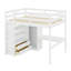 Lit mezzanine avec garde-robe intégré, bureau, tablettes de rangement et tiroirs-115451750
