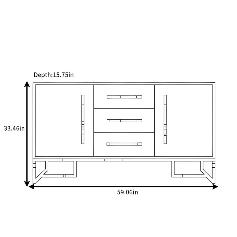 Simple Yet Luxurious Sideboard, 33.46" H x 59.06" W x 15.75" D