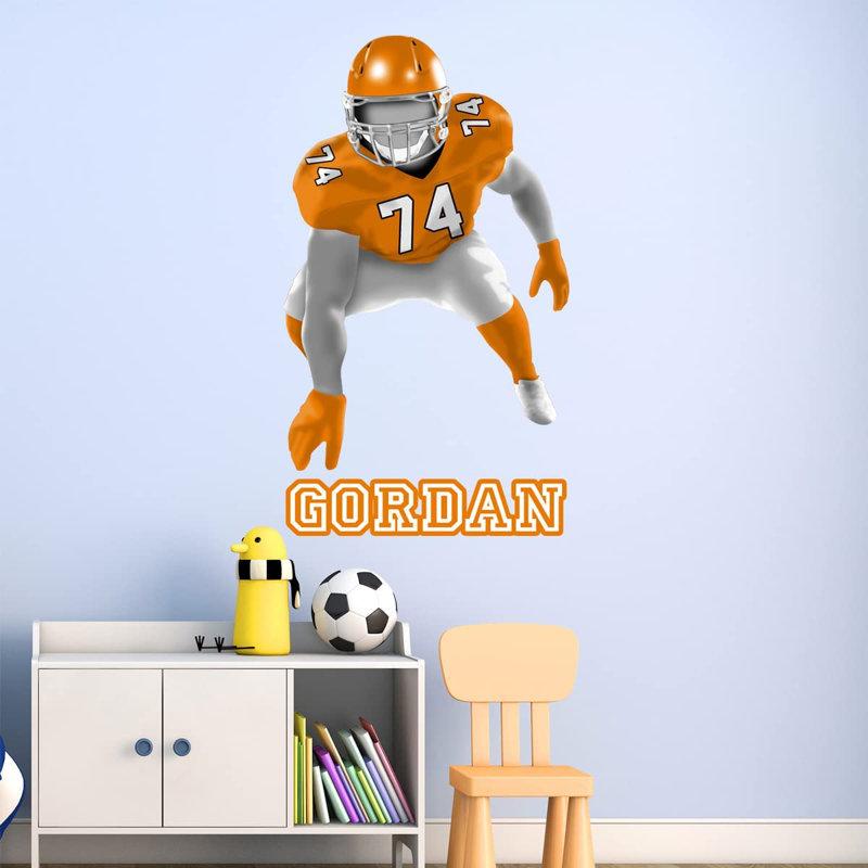 Adhésif décoratif joueur de football Lineman, H 23 po x l 13 po, Oui, Orange
