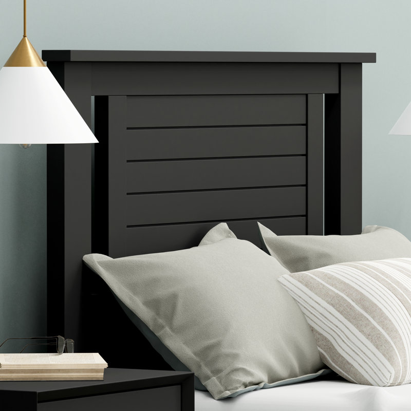 Tête de lit double en bois massif Amesbury, Lit simple, Noir