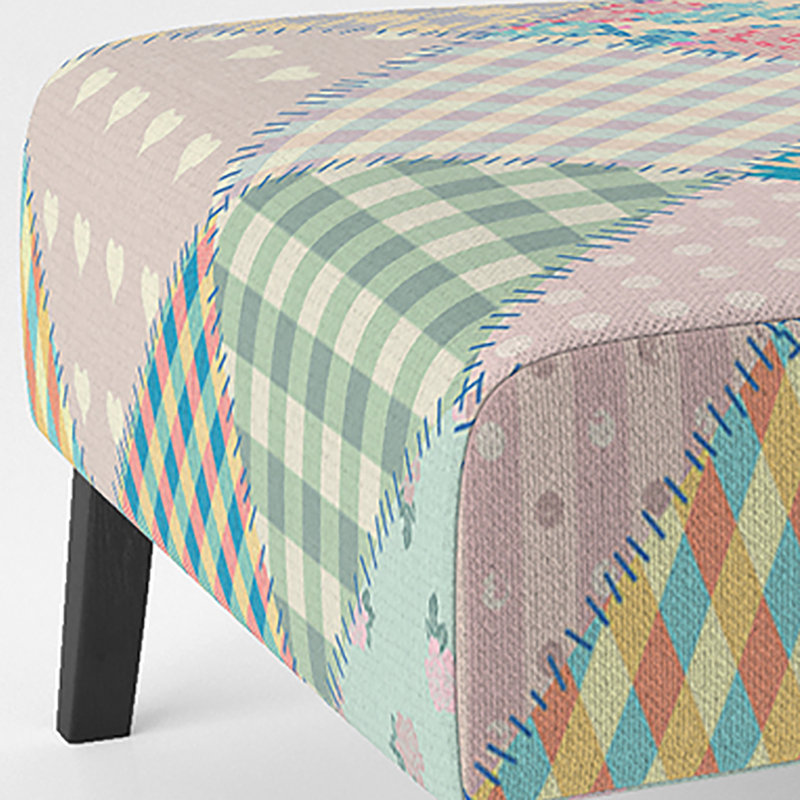 Multicolor Quilting Patchwork - Upholstered Patterned Accent Slipper Chair