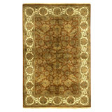 Hand Knotted Wool Oriental Area Rug in Rust And Ivory