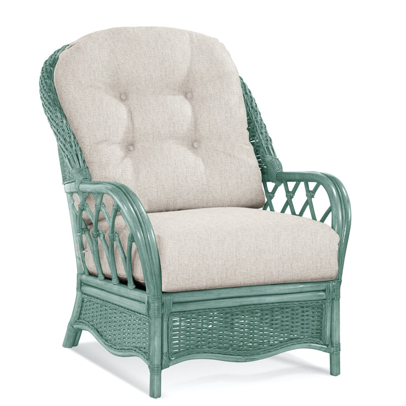  Everglade Rattan Arm Chair, Bisque, Snow Crypton Performance; 0884-91