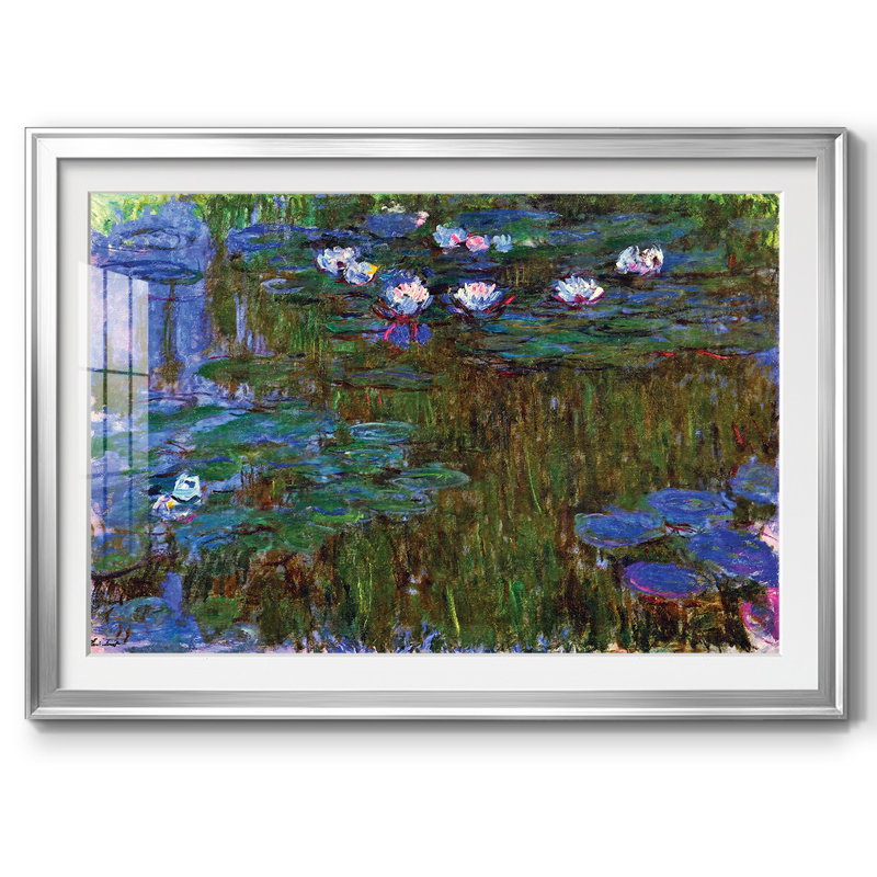 Nymphéas, 1914, impression sur papier encadrée, Argent, H 15 po x l 21 po x P 1,5 po
