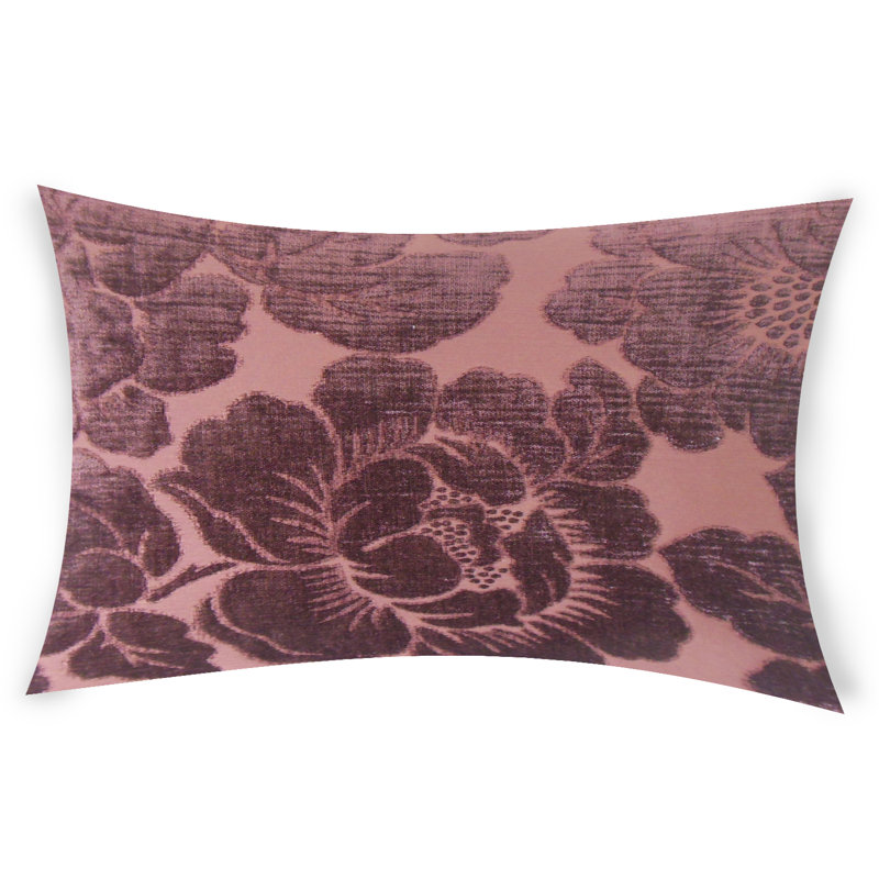 Floral Reversible Throw Pillow, 14" x 36", Gray