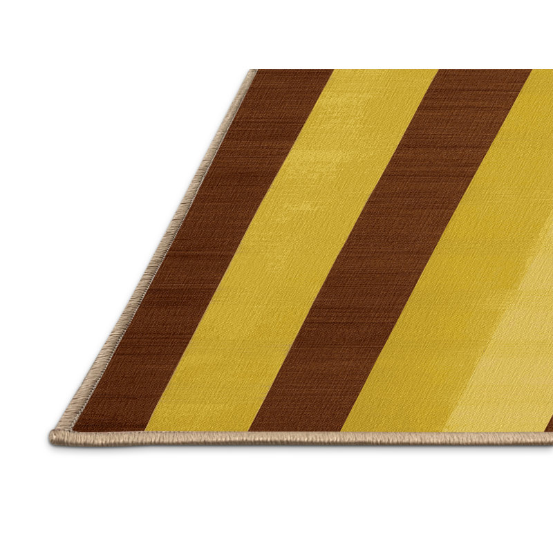 Machine Washable Checkered Brown Area Rug, Square 5'