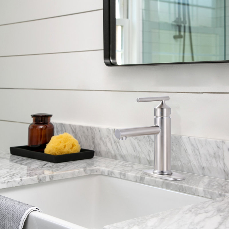 Centerset Single-handle Bathroom Faucet with Drain Assembly, Brushed Nickel