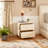 19”H Cream Champagne Leather Nightstand, French Inspired 2-Drawer End Table, Solid Wood & Quiet-Close-144258139