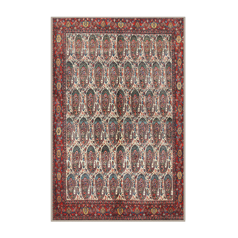 Tapis en laine / polyester tissé à la machine à motif cachemire / noir / crème Paisley, Rectangle 5 pi x 7 pi