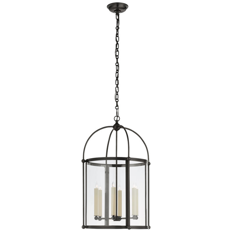 Chapman & Myers Riverside Medium Round Lantern, Bronze, 29.75" H x 19" W x 19" D