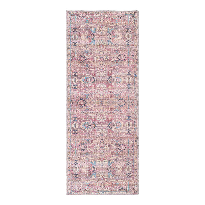 Tapis rose tissé à la machine Gwaltney, Tapis de couloir 2 pi x 5 pi 1 po