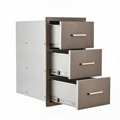 Tiroirs de cuisine extérieure 40,6 cm (L) x 72,4 cm (H) x 52,1 cm (P), tiroirs à accès triple encastrés pour barbecue avec poignée en acier inoxydable, pour cuisines extérieures, îlots de barbecue et postes de grillades sur terrasse.