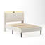 Structure de lit plateforme simple avec tête de lit et support rembourrés doux - bois métallique, capacité de 800 lb, velours beige et prises de courant, structure robuste et élégante, capacité de charge maximale de 800 livres, 2 ports, facile-234903513