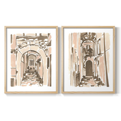 Blush Architecture Study III - reproduction encadrée de qualité supérieure - prête à être accrochée - aucun clou requis - aucun clou requis