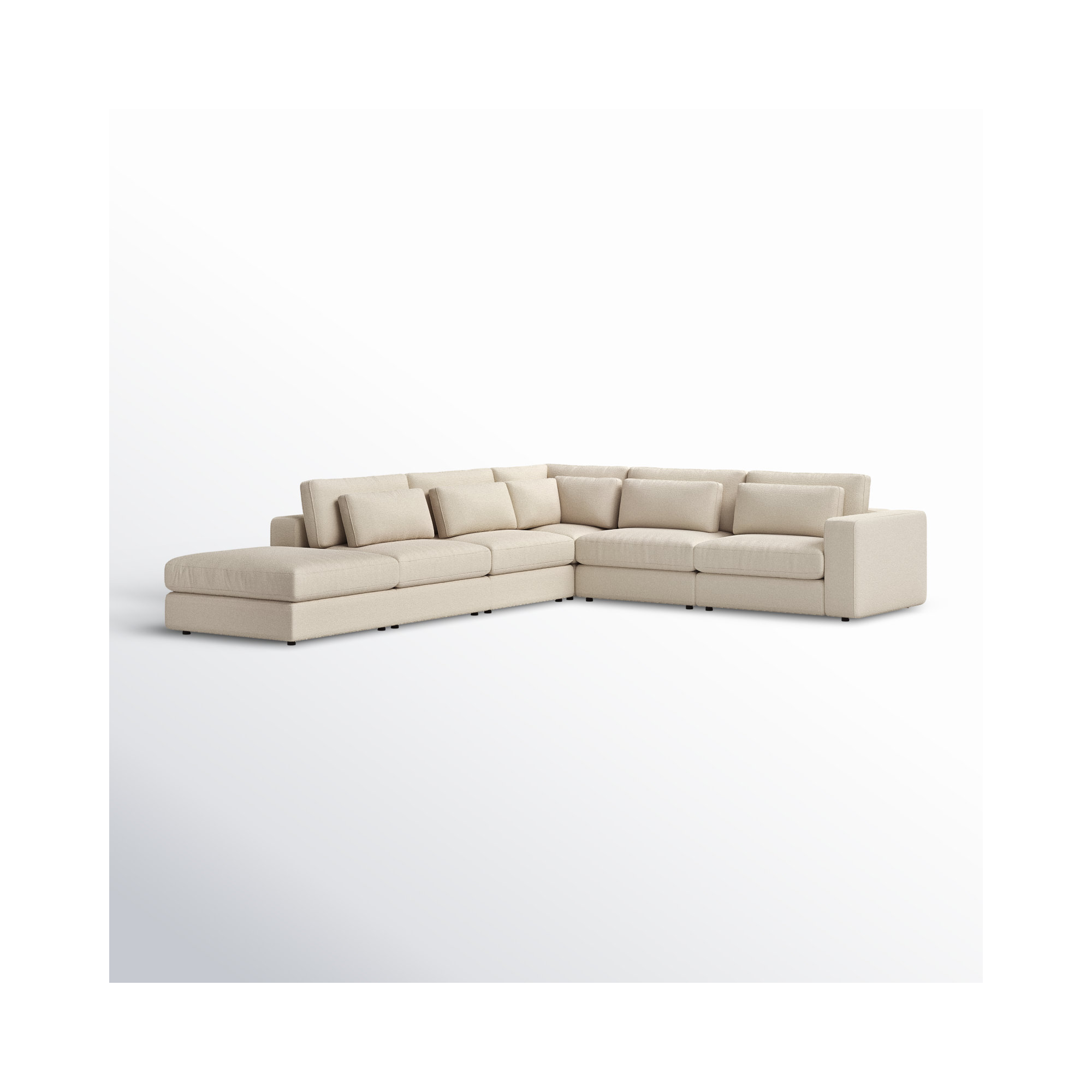 Palla Modular Upholstered L-Sectional, Left Hand Facing, Clairmont Sand Polypropylene / Olefin
