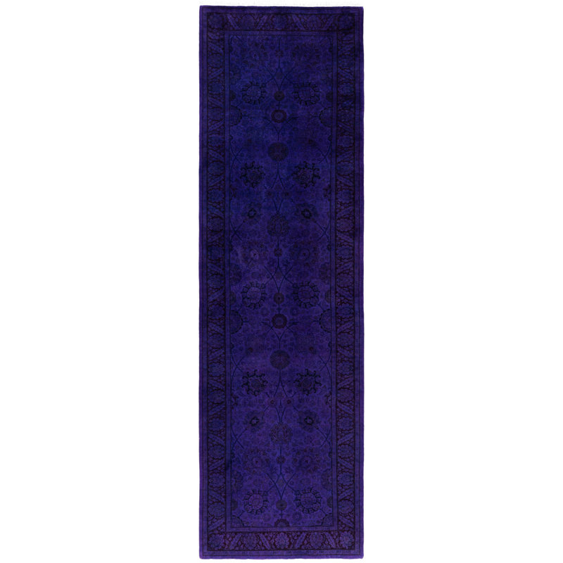 Overdyed One-of-a-Kind 3' 1" X 10' 7" Hand Knotted Area Rug