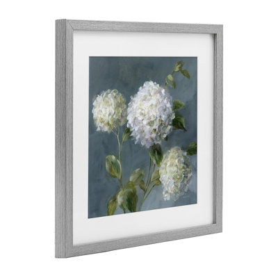 «Summer Simplicity Hydrangeas», reproduction sous verre encadrée, conception par Danhui Nai